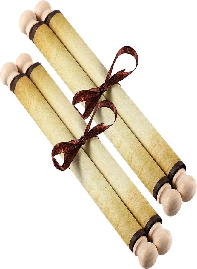 Makevivi 2 PCS Blank Scrolls Paper with Wood Rods, for Naughty or Nice List, Writing, Wedding Vows, Invitation, Love Letter, Cosplay Prop, Renaissance, 7.1 x 30.5 inches - Image 1